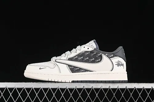 All categories Air Jordan Jordan series basketball shoes Air Jordan 1 Low High-end customized low-top sneakers Travis Scott x Fragment Design x Air Jordan 1 Low OG SP AJ1 Joe 1 Stussi joint-white and black English double spelling Low-top cultural casual sneakers SJ2068-123